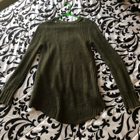 Waffle Sweater with Cutout Neckline - Picture 3 of 3